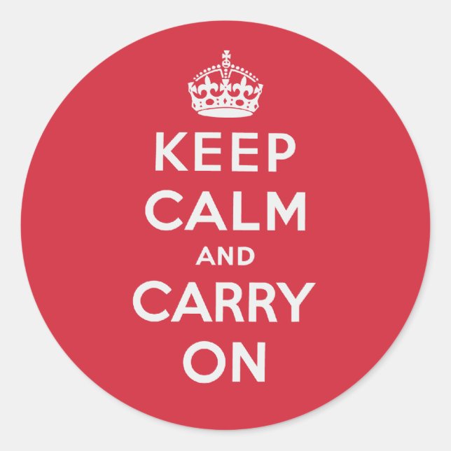 Keep Calm And Carry On Classic Round Sticker (Front)