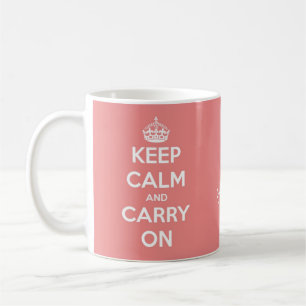 Keep Calm and Carry On Coral Pink Personalised Coffee Mug