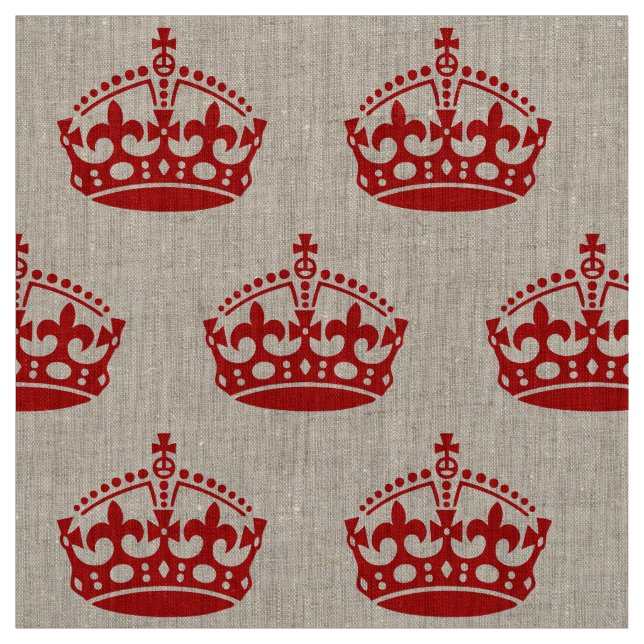Keep Calm And Carry On Crown Pattern Fabric (Swatch)