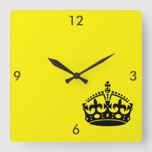 Keep Calm and Carry On Crown Square Wall Clock