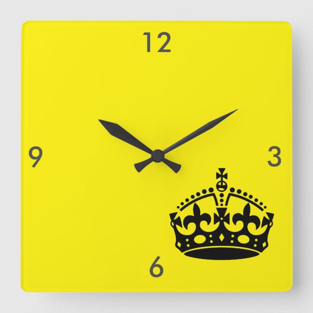 Keep Calm and Carry On Crown Square Wall Clock (Front)