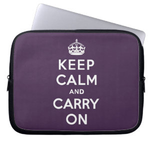Keep Calm and Carry On Dioxazine Purple Laptop Sleeve