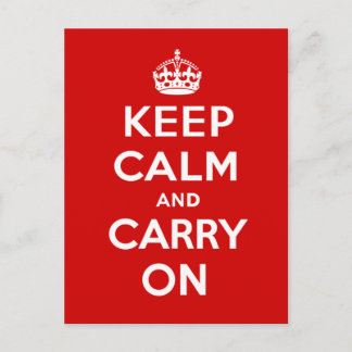 Keep Calm and Carry On English Crown Cool Red Postcard