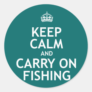 Keep Calm and Carry On Fishing Classic Round Sticker