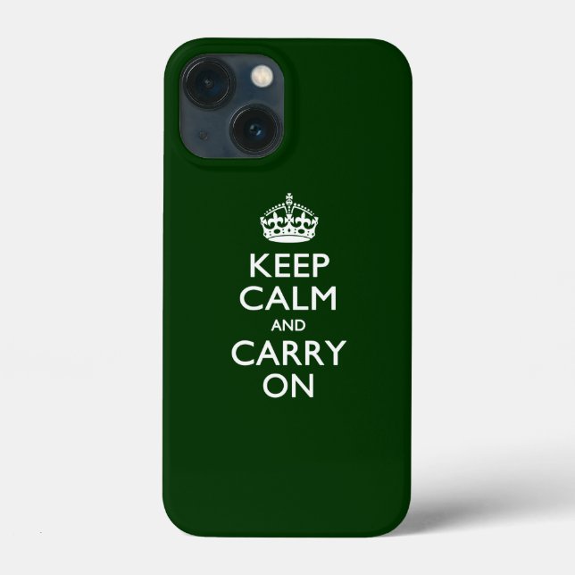 KEEP CALM AND CARRY ON Forest Green Case-Mate iPhone Case (Back)