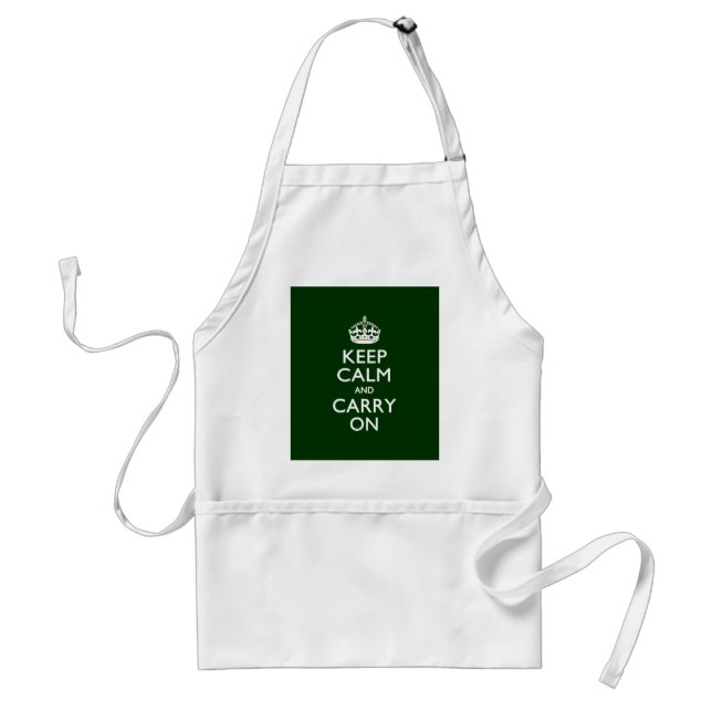 KEEP CALM AND CARRY ON Forest Green Standard Apron (Front)