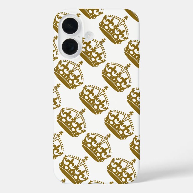 Keep Calm and Carry On Gold Crown on White Case-Mate iPhone Case (Back)