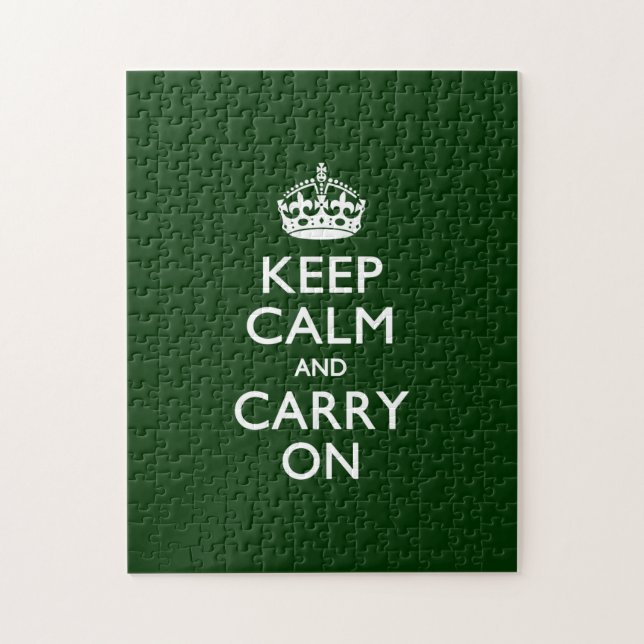 KEEP CALM AND CARRY ON Green Jigsaw Puzzle (Vertical)