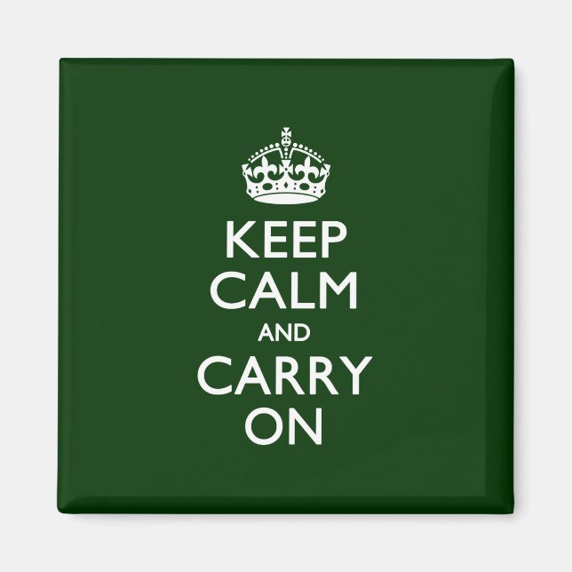 KEEP CALM AND CARRY ON Green Magnet (Front)