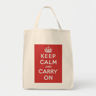 Keep Calm and Carry On Grocery Tote Bag