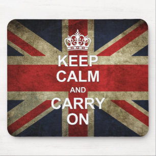 Keep Calm and Carry On - Grunge British Flag Mouse Mat