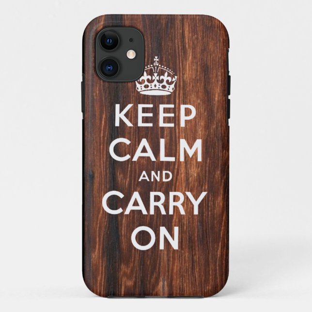 Keep Calm and Carry On iPhone 5 Case | Wood Print (Back)