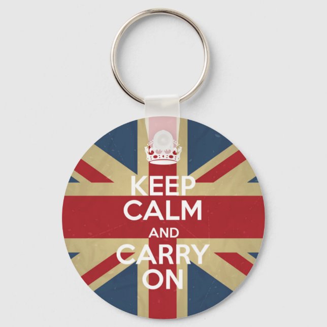 Keep Calm And Carry On Key Ring (Front)