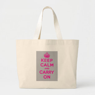 Keep Calm And Carry On Large Tote Bag