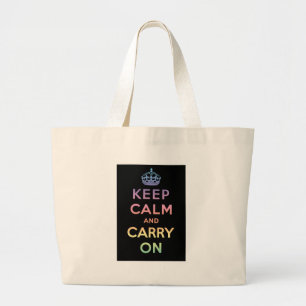 Keep Calm And Carry On Large Tote Bag