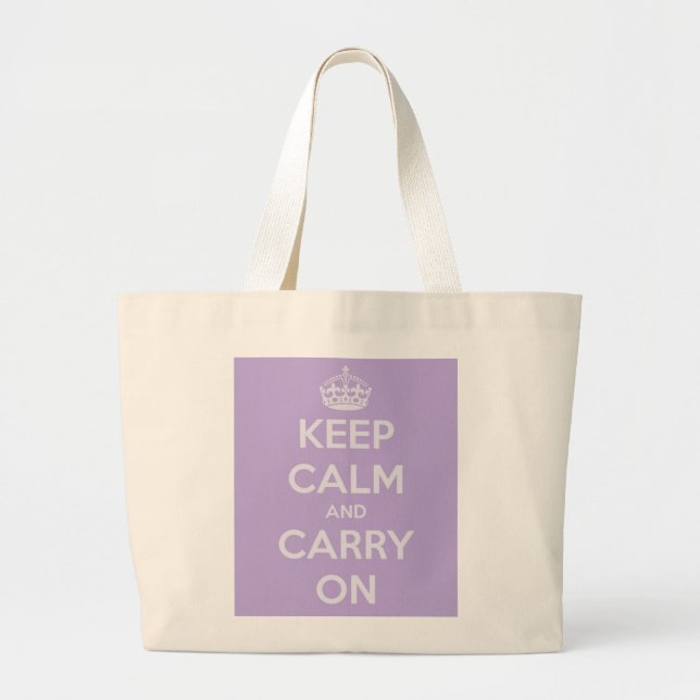 Keep Calm and Carry On Lavender Jumbo Tote Bag (Front)
