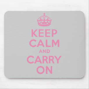 Keep Calm And Carry On. Light Pink. Best Price. Mouse Mat