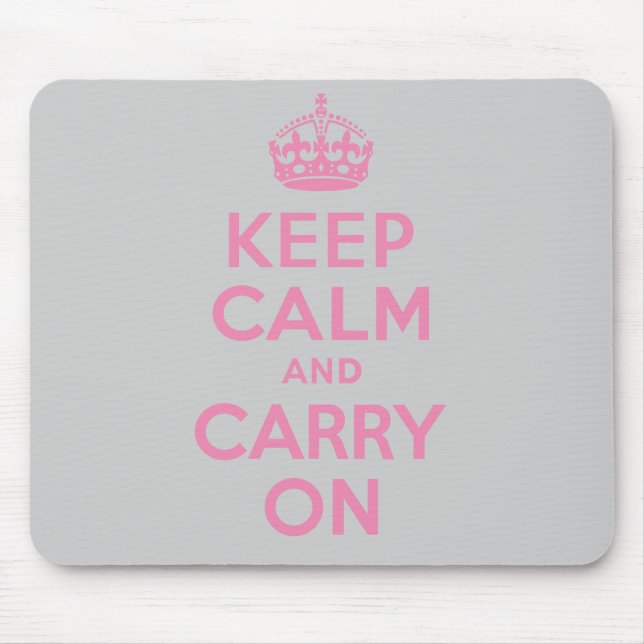Keep Calm And Carry On. Light Pink. Best Price. Mouse Mat (Front)
