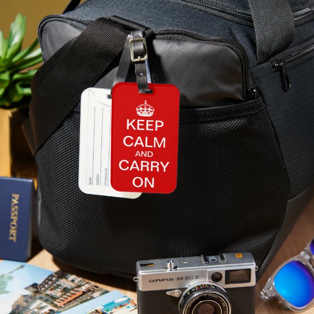 Keep Calm and Carry On Luggage Tag (Front & Back)