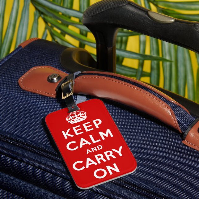 Keep Calm and Carry On Luggage Tag (Front Insitu 1)