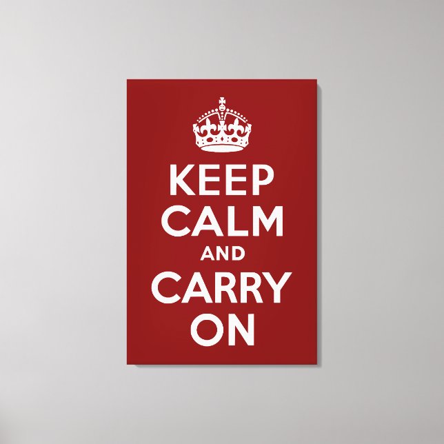 Keep Calm and Carry On Maroon Wrapped Canvas (Front)