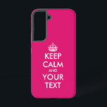 Keep calm and carry on meme pink custom samsung galaxy case<br><div class="desc">Keep calm and carry on meme neon pink custom Samsung Galaxy S22 Case. Make your own personalised keep calm quote. Pink or custom background colour. Funny template design with modern typography and princess crown. Colours can be changed.</div>