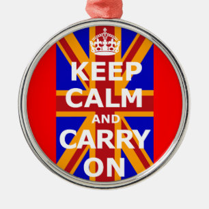 KEEP CALM AND CARRY ON METAL TREE DECORATION