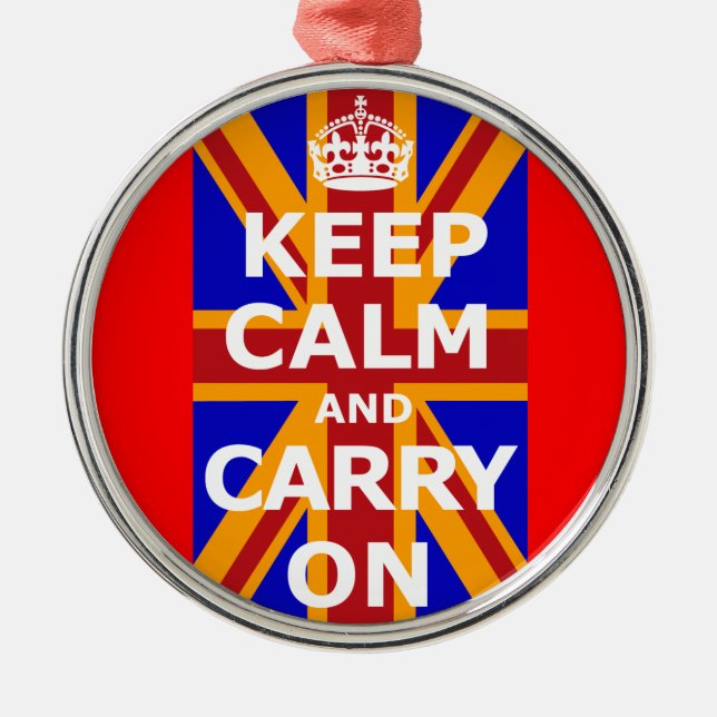 KEEP CALM AND CARRY ON METAL TREE DECORATION (Front)