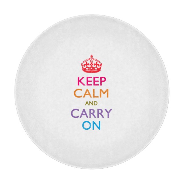 KEEP CALM AND CARRY ON Multicolored Cutting Board (Front)