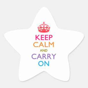 KEEP CALM AND CARRY ON Multicolored Star Sticker