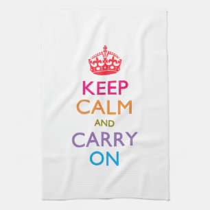 KEEP CALM AND CARRY ON Multicolored Tea Towel
