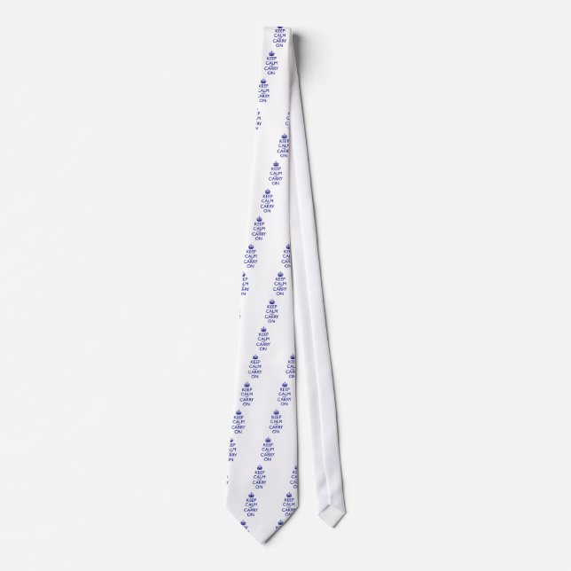 Keep Calm and Carry On Navy Blue Text Tie (Front)