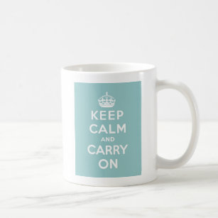 Keep Calm and Carry On on Light Blue Coffee Mug