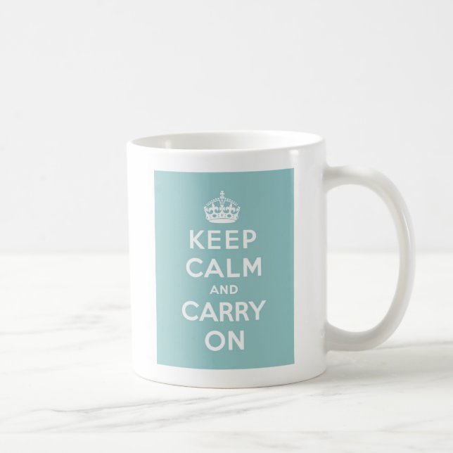 Keep Calm and Carry On on Light Blue Coffee Mug (Right)