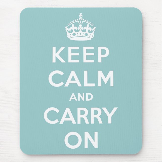 Keep Calm and Carry On on Light Blue Mouse Mat (Front)