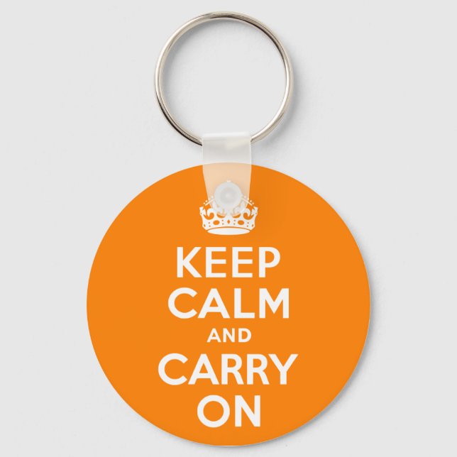 Keep Calm and Carry On Orange Key Ring (Front)
