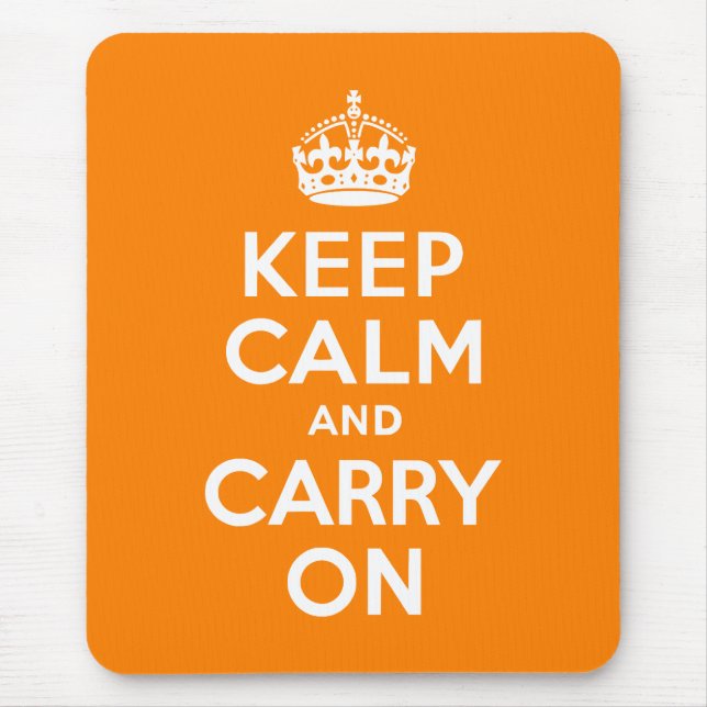Keep Calm and Carry On Orange Mouse Mat (Front)