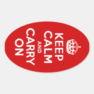 Keep Calm and Carry On Oval Stickers