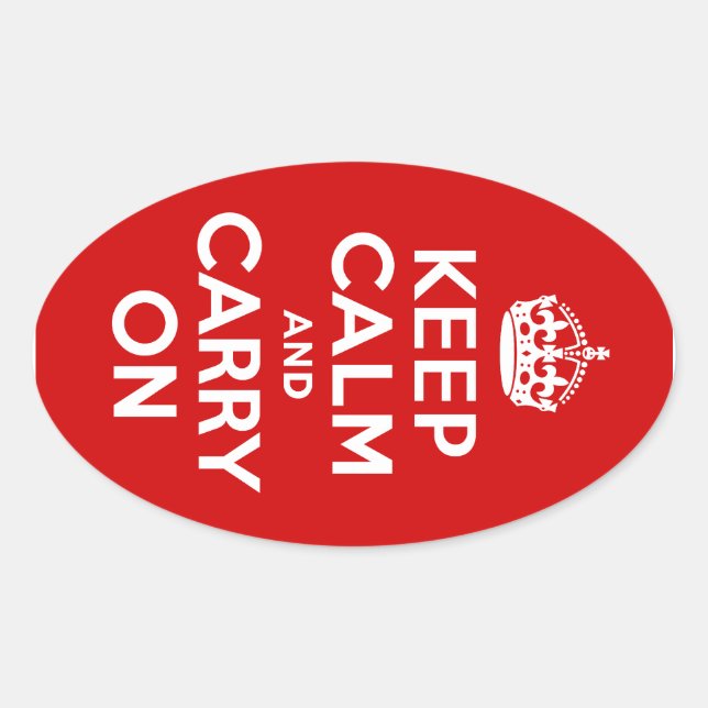 Keep Calm and Carry On Oval Stickers (Front)