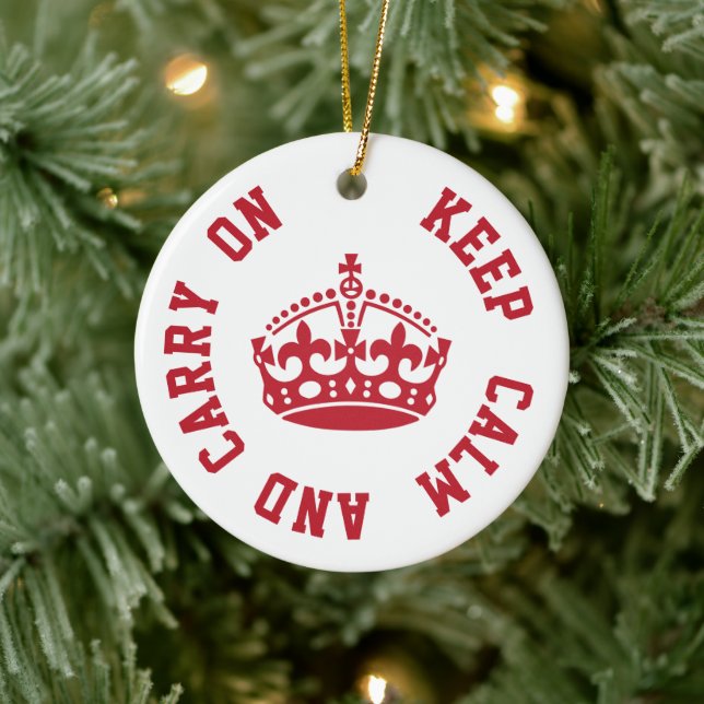 Keep Calm and Carry On - Personalised TEXT Ceramic Tree Decoration (Tree)