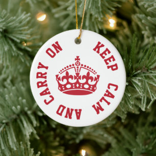 Keep Calm and Carry On - Personalized TEXT Ceramic Tree Decoration