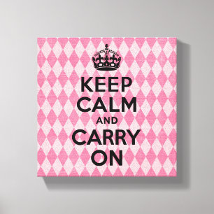 Keep Calm and Carry On Pink Diamonds Canvas Print