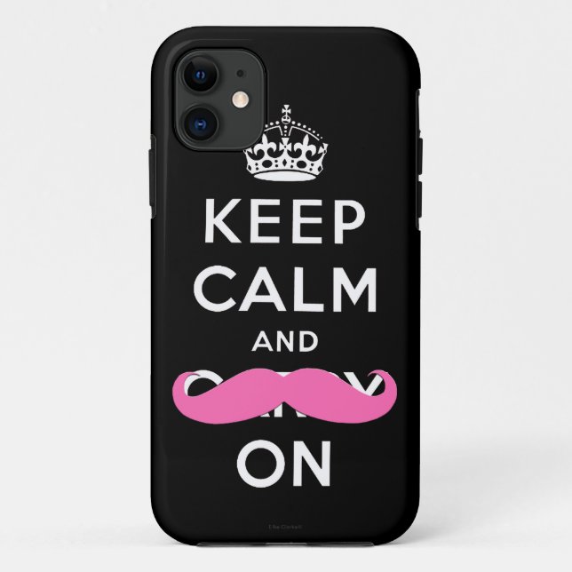 Keep Calm and Carry On Pink Moustache  iPhone Case (Back)