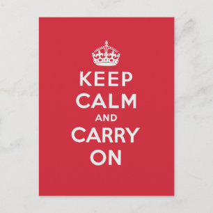 Keep Calm And Carry On Postcard