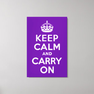 Keep Calm and Carry On Purple Wrapped Canvas