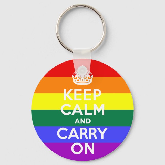 Keep Calm and Carry On Rainbow Key Ring (Front)