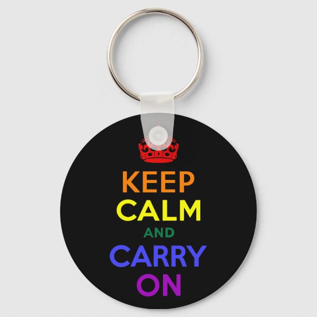 Keep Calm and Carry On Rainbow Key Ring (Front)