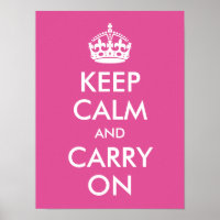 Keep Calm and Carry On Raspberry Pink Print