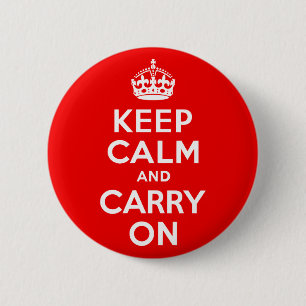 Keep Calm and Carry On Red 6 Cm Round Badge