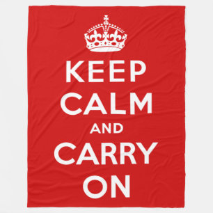 Keep Calm and Carry On (Red Design) Fleece Blanket